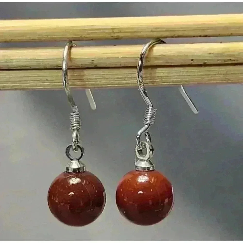 Vintage Sterling Silver & Agate Dangle Drop Earrings Pierced .925 Southwestern - Picture 3 of 6